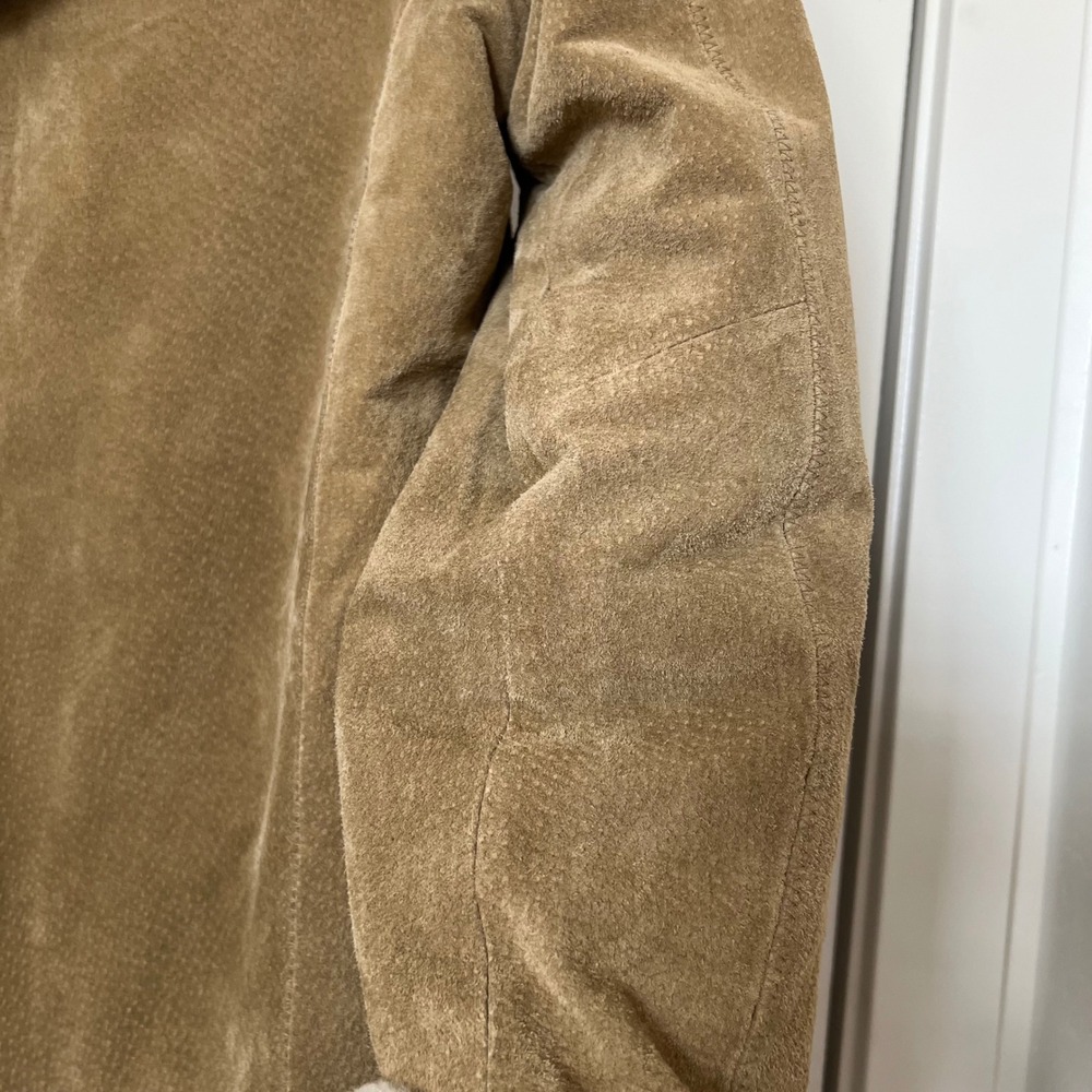 Adler‎ Collection Suede Sherpa Lined Hooded Jacket Coat Size M Full Zip - Picture 8 of 14